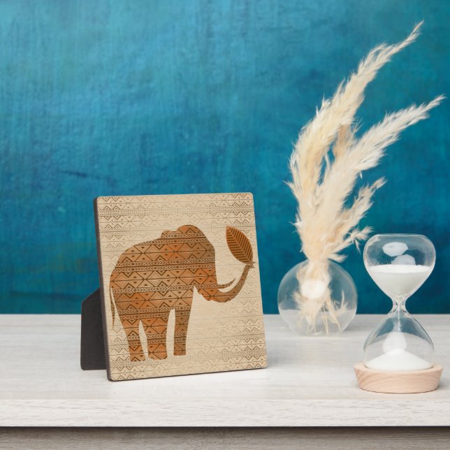 Elephant Tribal Art Design Plaque (Insitu)