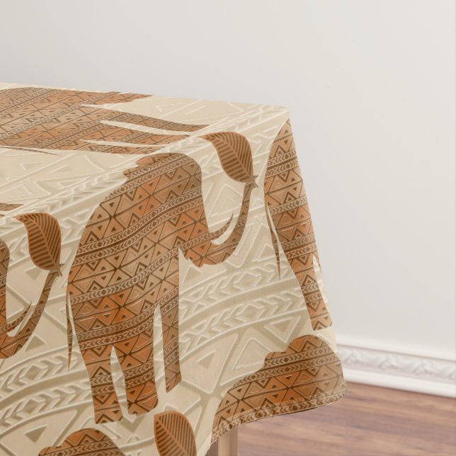 Elephant Tribal Art Design Tablecloth (In Situ)