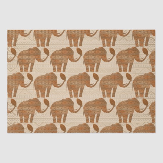 Elephant Tribal Art Design Tissue Paper (Front)