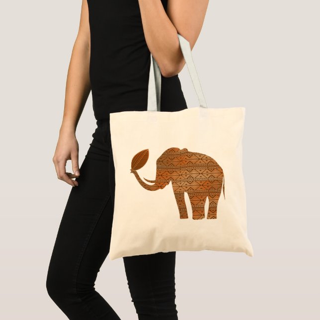 Elephant Tribal Art Design Tote Bag (Front (Product))