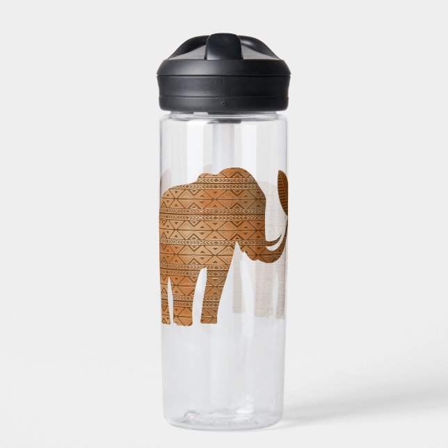 Elephant Tribal Art Design Water Bottle (Front)
