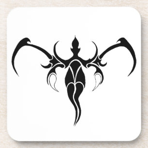 Elephant Tribal Tattoo - Black and white Coaster