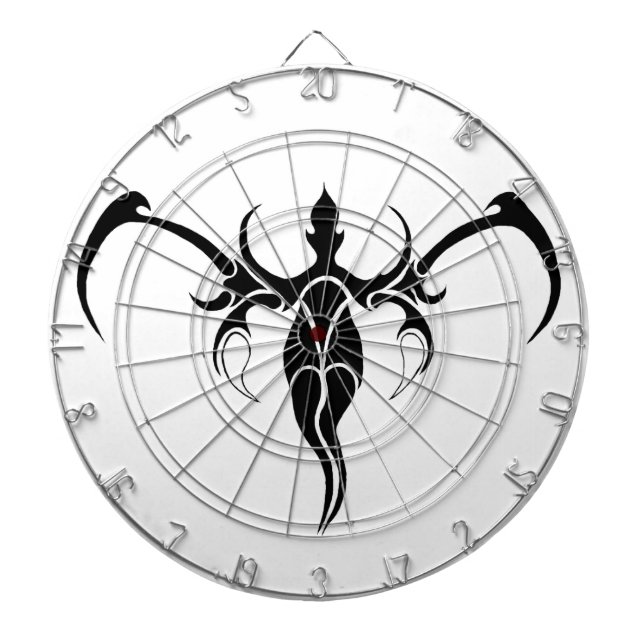 Elephant Tribal Tattoo - Black and white Dartboard (Front)