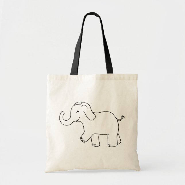 Elephant trunk up happy lucky cute simple art tote bag (Front)
