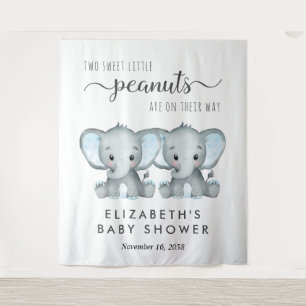 Elephant Twin Boys Baby Shower Welcome Tapestry