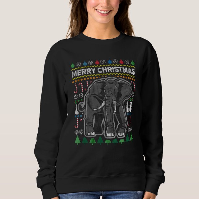 Elephant Ugly Christmas Sweater Wildlife Series (Front)