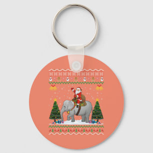 Elephant Ugly Xmas Gift Santa Riding Elephant Xmas Key Ring