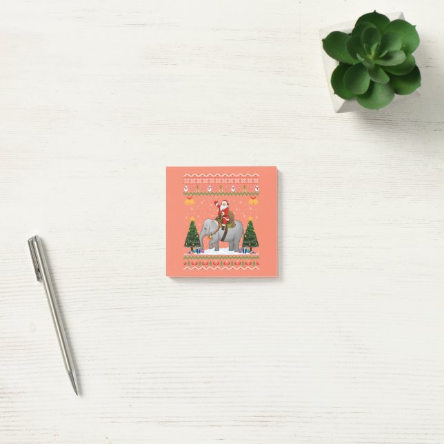 Elephant Ugly Xmas Gift Santa Riding Elephant Xmas Post-it Notes (Office)