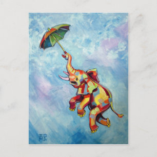 Elephant Umbrella Postcard