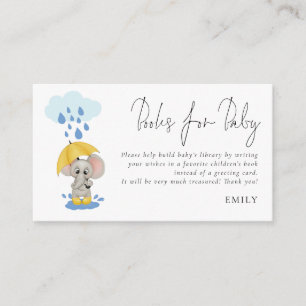 Elephant Umbrella Script Books For Baby Shower  Enclosure Card