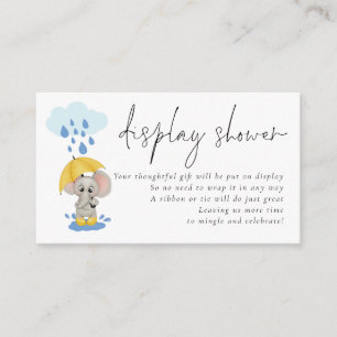 Elephant Umbrella Script Display Baby Shower Enclosure Card