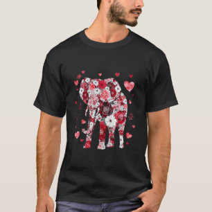 Elephant Valentine Floral Art for Elephant Lovers T-Shirt