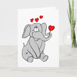 Elephant Valentine Holiday Card