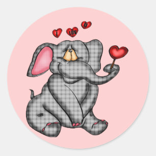 Elephant Valentine T-shirts and Gifts Classic Round Sticker