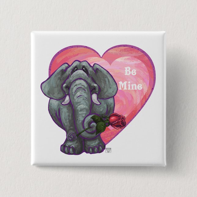 Elephant Valentine's Day 15 Cm Square Badge (Front)