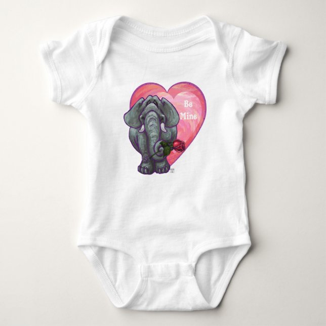 Elephant Valentine's Day Baby Bodysuit (Front)