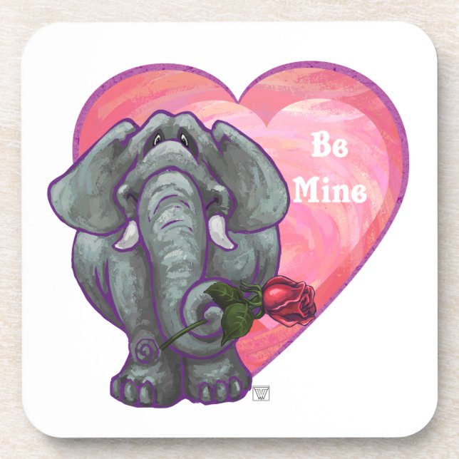 Elephant Valentine's Day Coaster (Front)