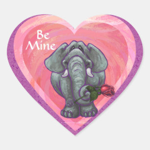 Elephant Valentine's Day Heart Sticker