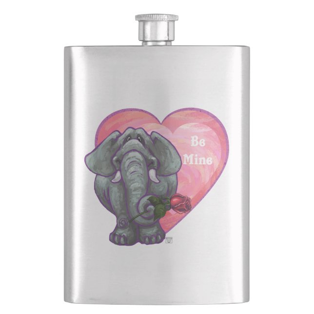 Elephant Valentine's Day Hip Flask (Front)