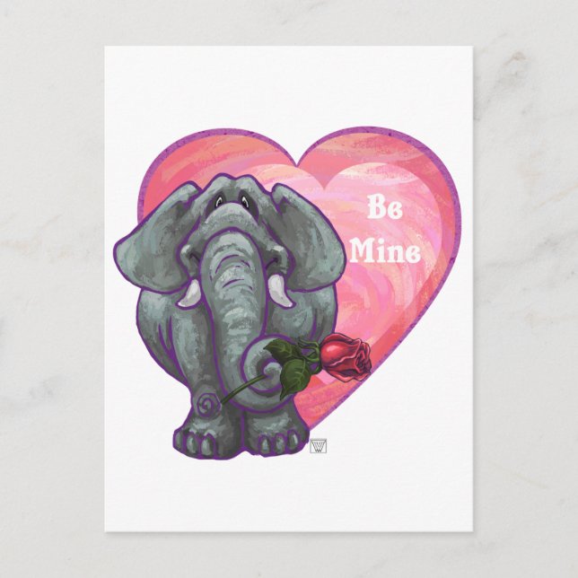Elephant Valentine's Day Holiday Postcard (Front)