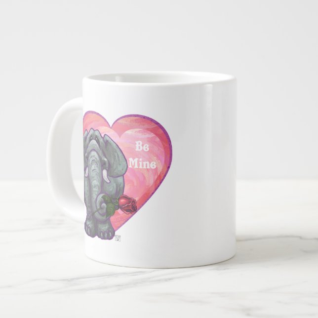 Elephant Valentine's Day Large Coffee Mug (Front Left)