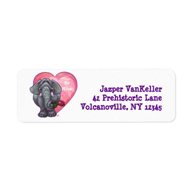 Elephant Valentine's Day Return Address Label (Front)