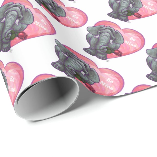 Elephant Valentine's Day Wrapping Paper (Roll Corner)