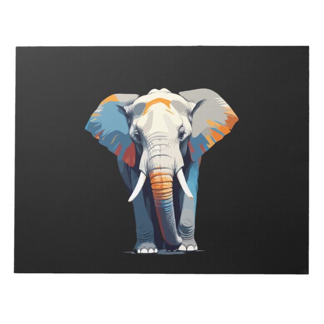 Elephant Vector Art with Vibrant Colours Notepad (Front)