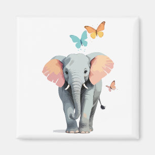 Elephant Vector Painting Adorable Fun Animal Play Magnet
