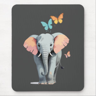Elephant Vector Painting Adorable Fun Animal Play Mouse Pad