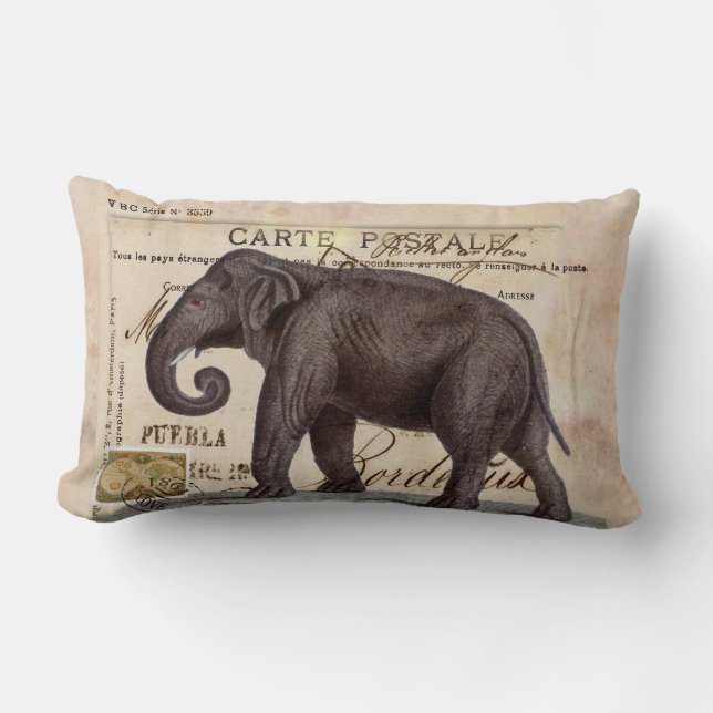 Elephant Vintage Pillow Chic (Front)