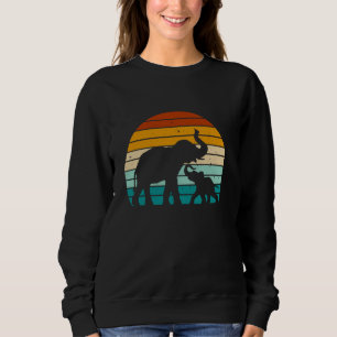 Elephant Vintage Retro Sunset Funny Mum Dad Sweatshirt
