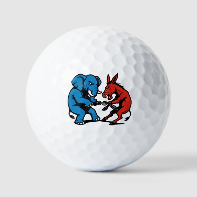 Elephant vs Donkey Graphic Golf Balls (Front)