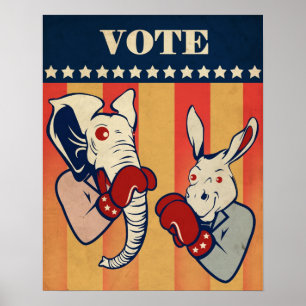 Elephant vs. Donkey Poster
