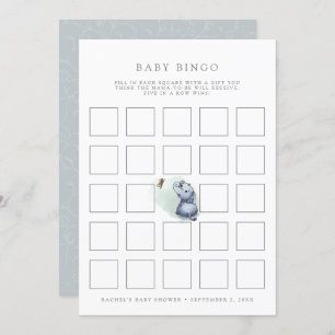 Elephant w butterfly baby shower bingo game card