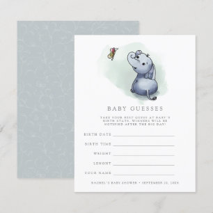 Elephant w butterfly baby shower guessing game invitation