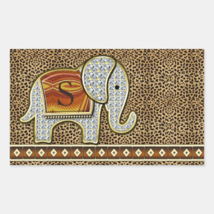Elephant Walk Monogram Cheetah ID390 Rectangular Sticker