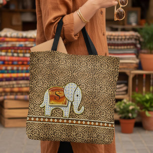 Elephant Walk Monogram Cheetah ID390 Tote Bag