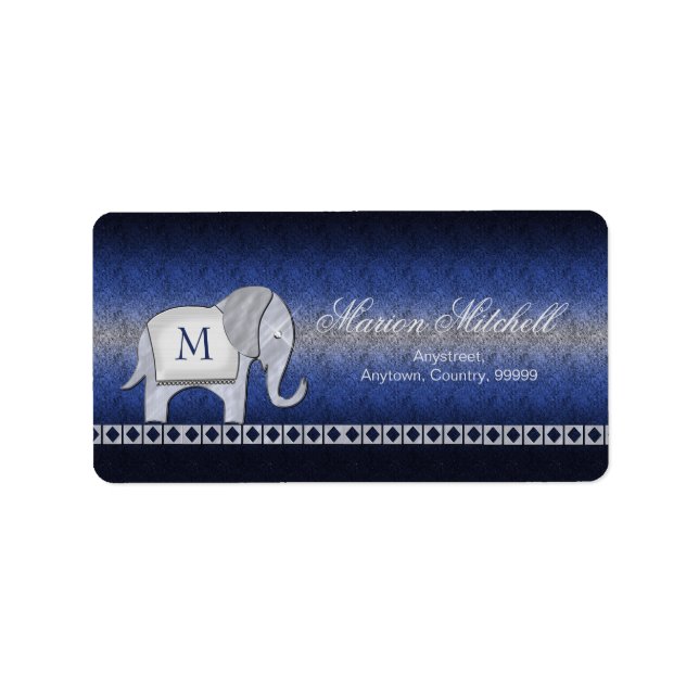 Elephant Walk Monogram Silver/Blue ID390 Label (Front)