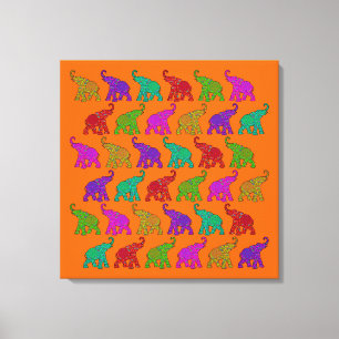Elephant Walk pattern tiles design Canvas Print