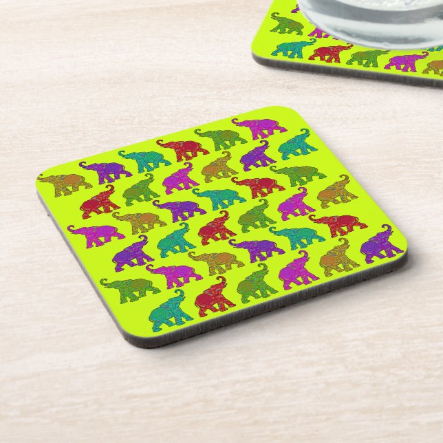 Elephant Walk pattern tiles design Coaster (Left Side)