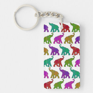 Elephant Walk pattern tiles design Key Ring