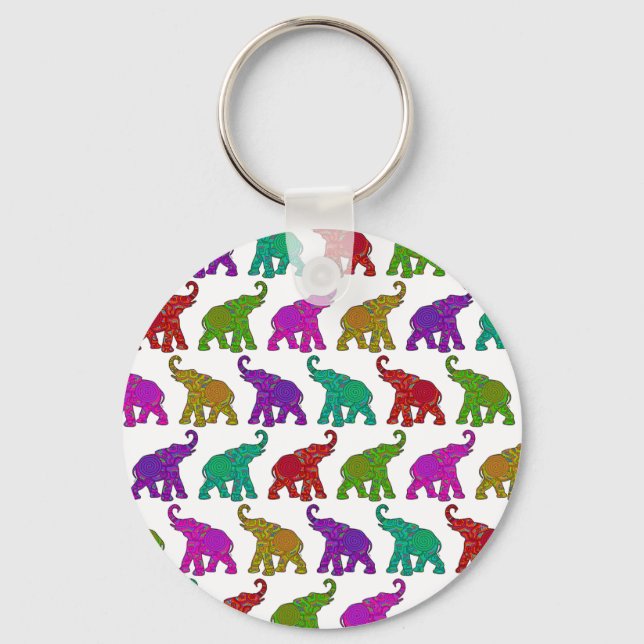 Elephant Walk pattern tiles design Key Ring (Front)