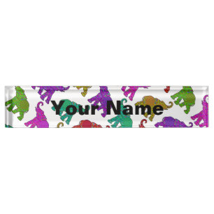 Elephant Walk pattern tiles design Nameplate