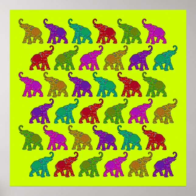 Elephant Walk pattern tiles design Poster (Front)