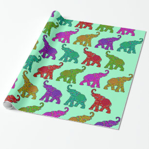 Elephant Walk pattern tiles design Wrapping Paper