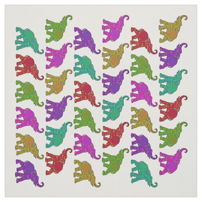 Elephant Walk pattern tiles design + your backgr. Fabric (Swatch)