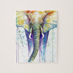 Elephant watercolor art jigsaw puzzle