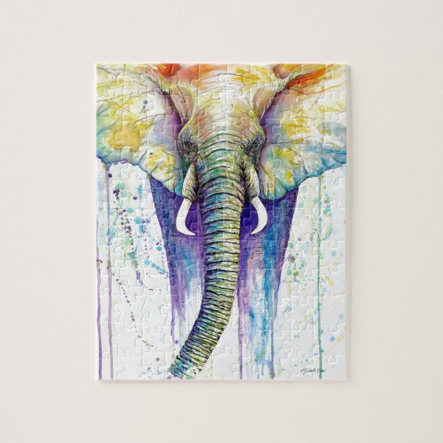 Elephant watercolor art jigsaw puzzle (Vertical)