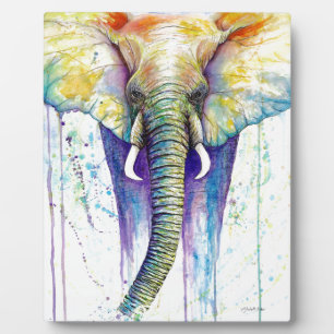 Elephant watercolor art plaque